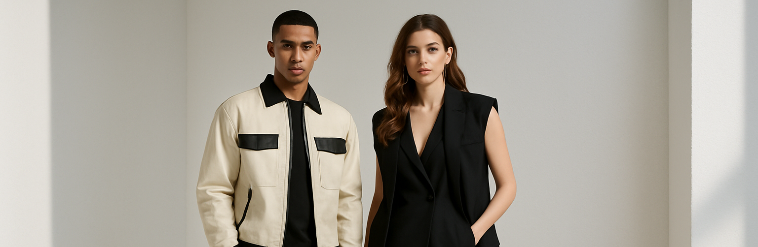 new clothes with fahionalbe models,, one boy one girls